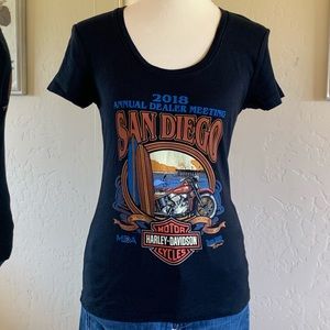 061. Harley-Davidson Women's T-Shirt Black 2018 Annual Dealer Meeting